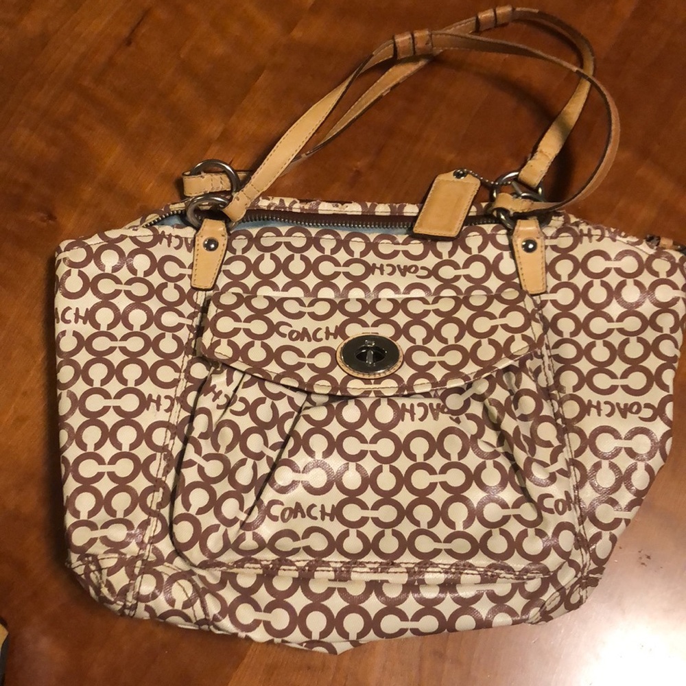Coach, brown and cream purse
